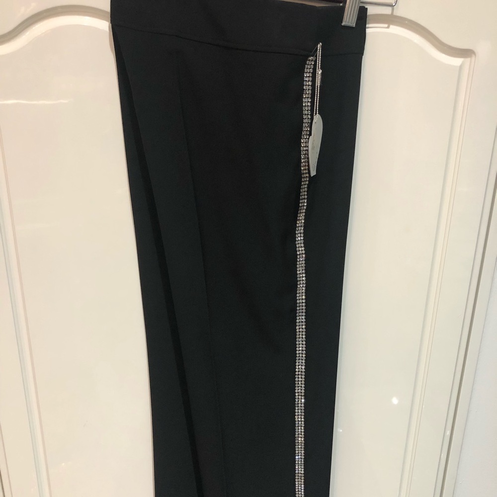 Black rhinestone pants. Made in France. Size M
